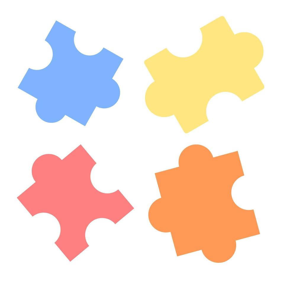 Jigsaw puzzle icon set. Jigsaw puzzle pieces vector or clipart.