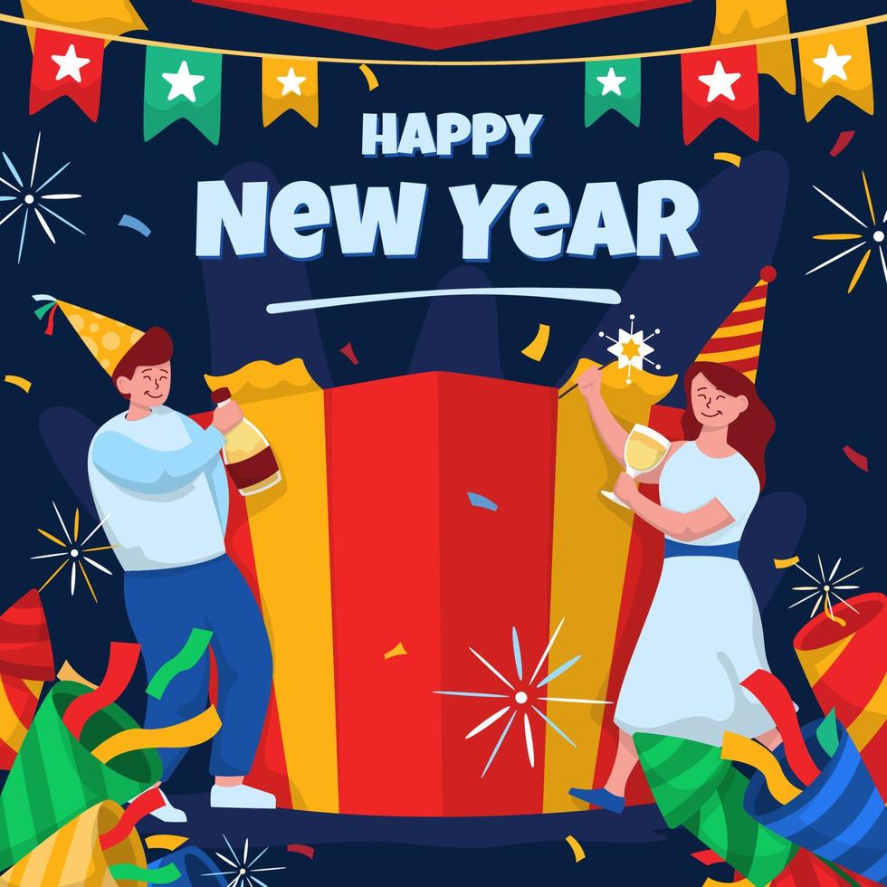 Couple Celebrating New Year vector