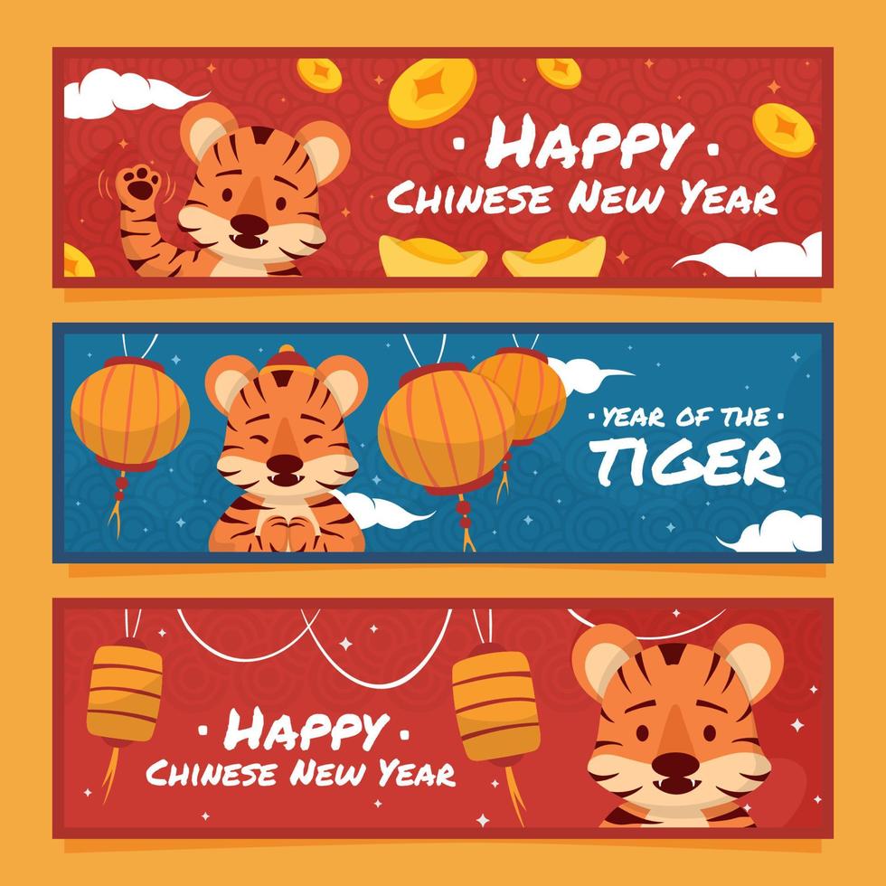 Chinese New Year of The Tiger Banner Set vector