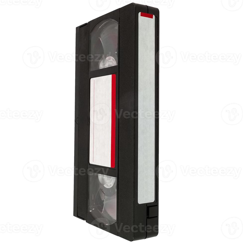 VHS tape cassette over white photo