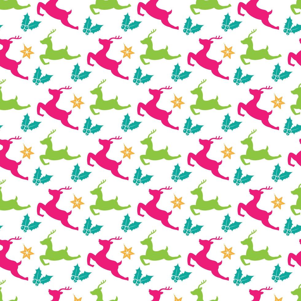 Christmas Deer Seamless Pattern Design vector