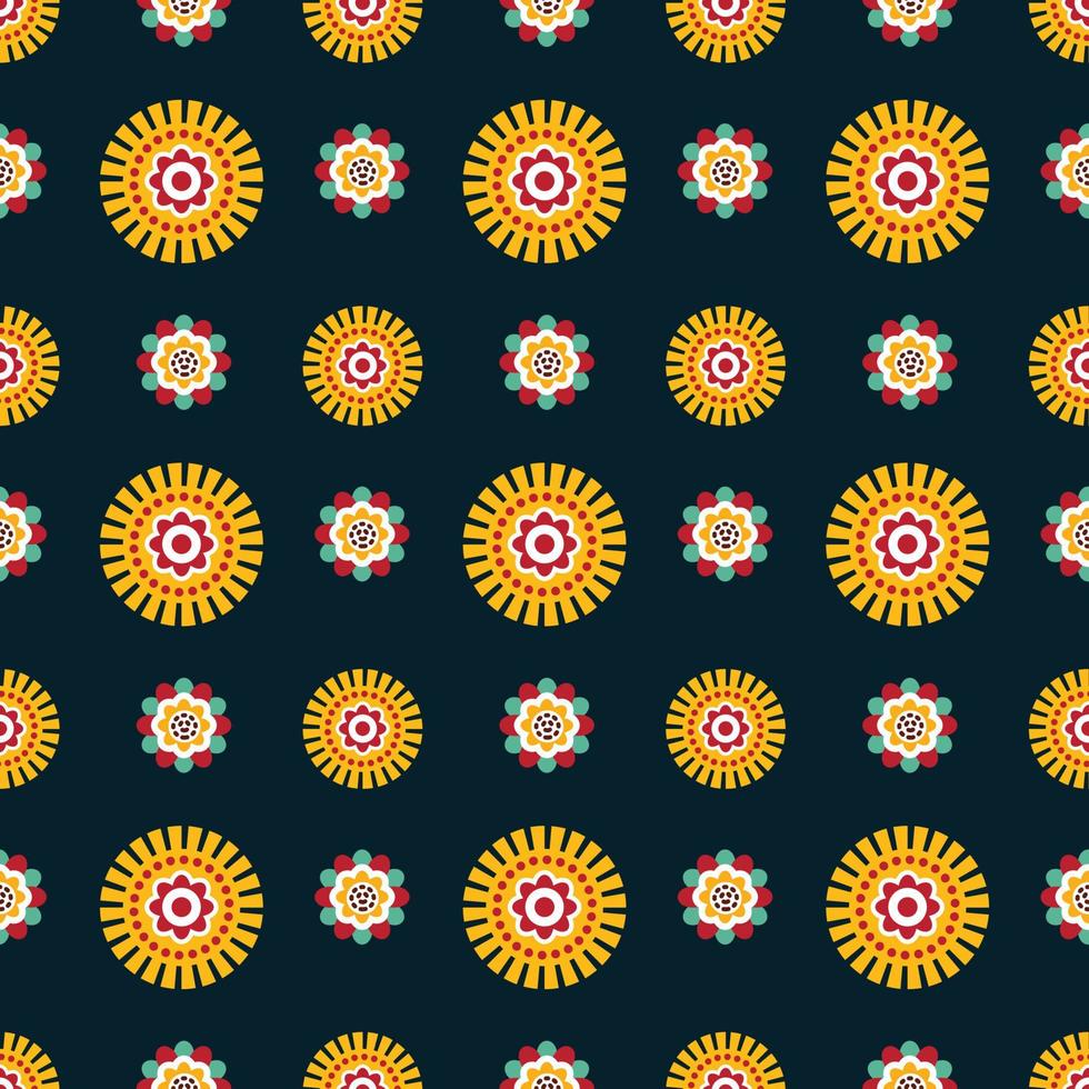 Nordic Flower Seamless Pattern Design vector