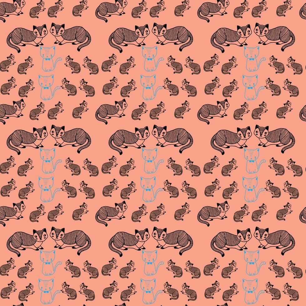 Cats Seamless Pattern Design vector