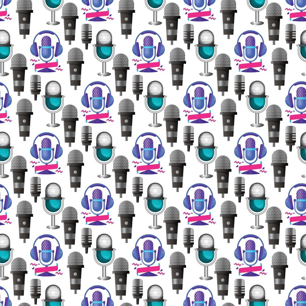 Podcast Seamless pattern design vector