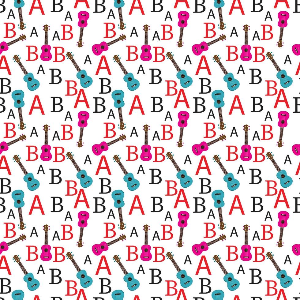 Letters and Guitar Seamless Pattern Design vector