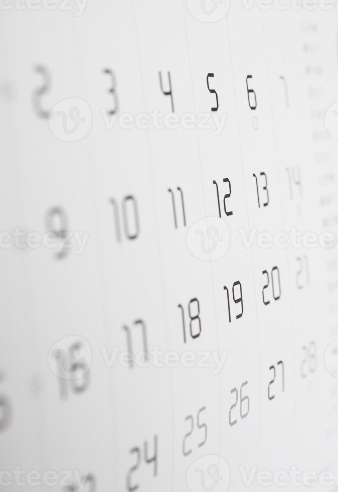 detalle de la página del calendario foto