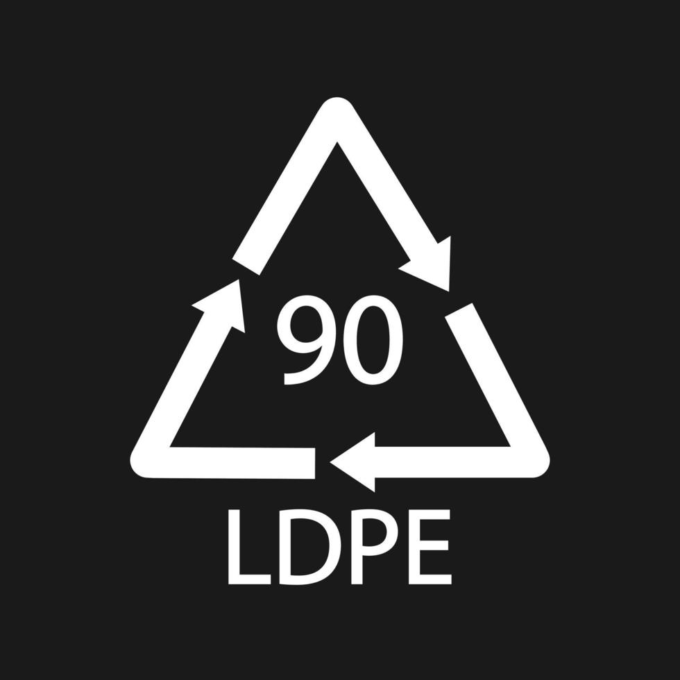 Composites recycling symbol LDPE 90. Black Vector illustration