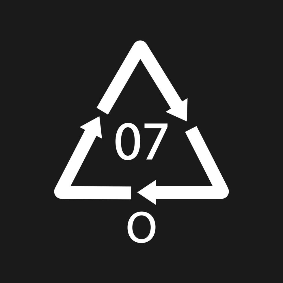 O 07 recycling code symbol. Plastic recycling vector polyethylene black sign.