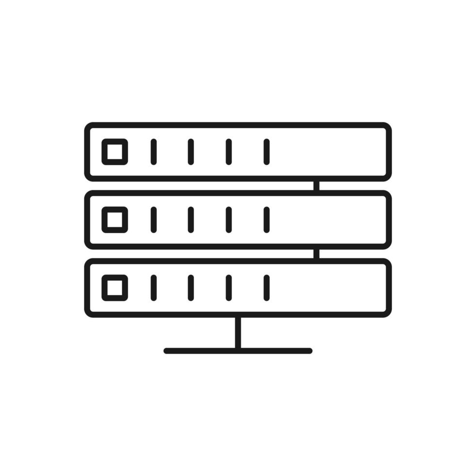 icono de línea plana de alojamiento de software, ilustración vectorial vector