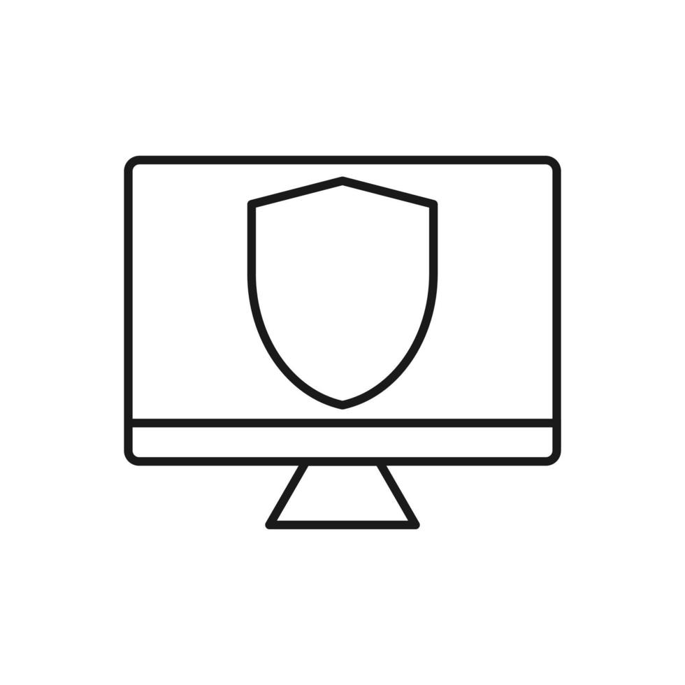 Computer protection icon flat design vector