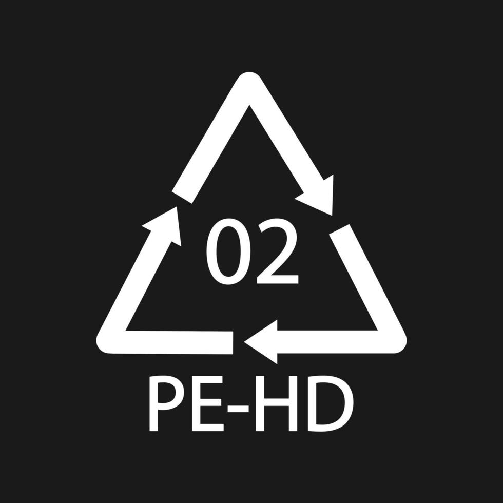 polietileno de alta densidad 02 pe-hd símbolo de icono negro vector