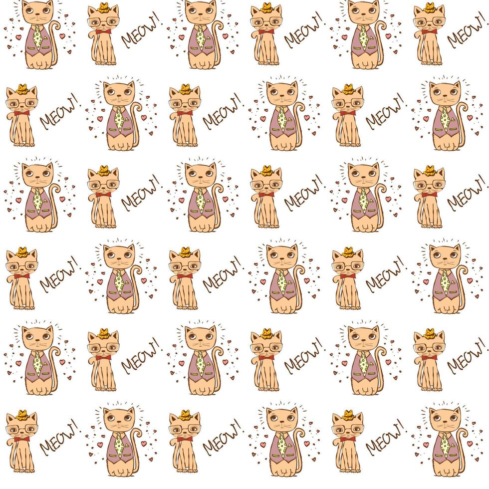 Cats Seamless Pattern Design vector