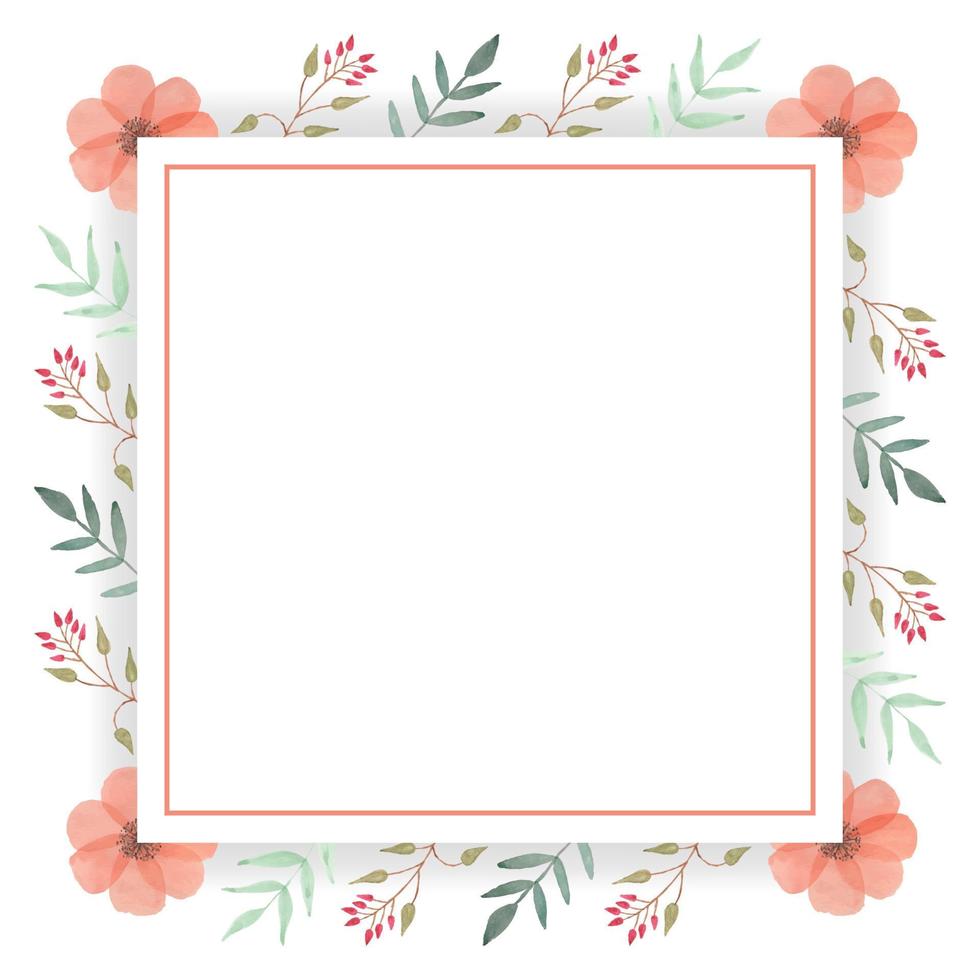 Beautiful floral card with frame vector