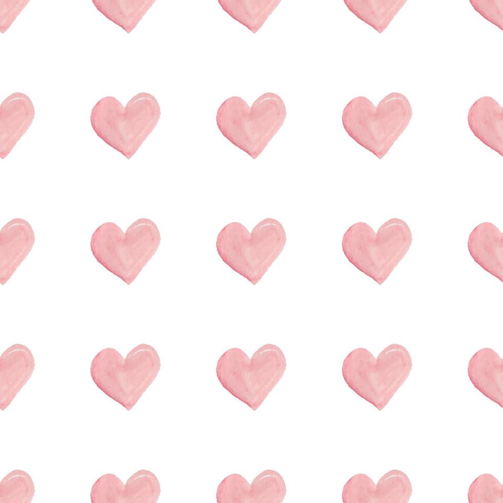 Watercolor hearts seamless pattern vector