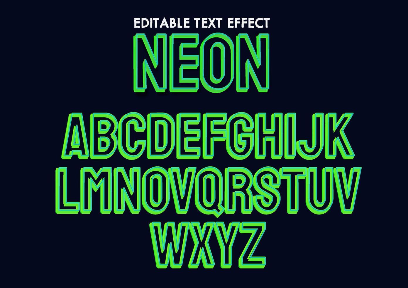 text effect neon lights bright green vector