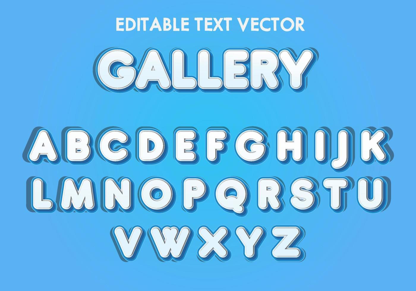 galería efecto de texto vector editable simple azul y blanco
