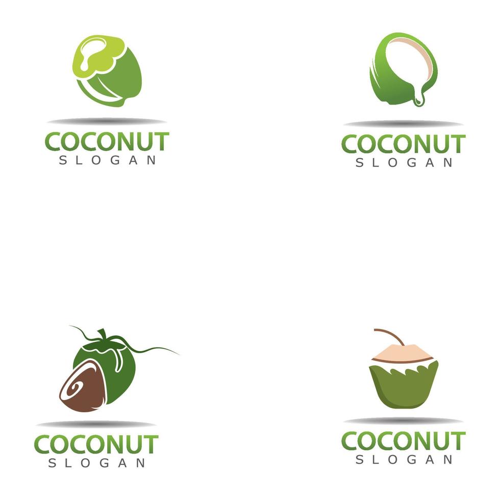 Diseño de ilustración de logotipo de coco verde, plantilla de naturaleza vector