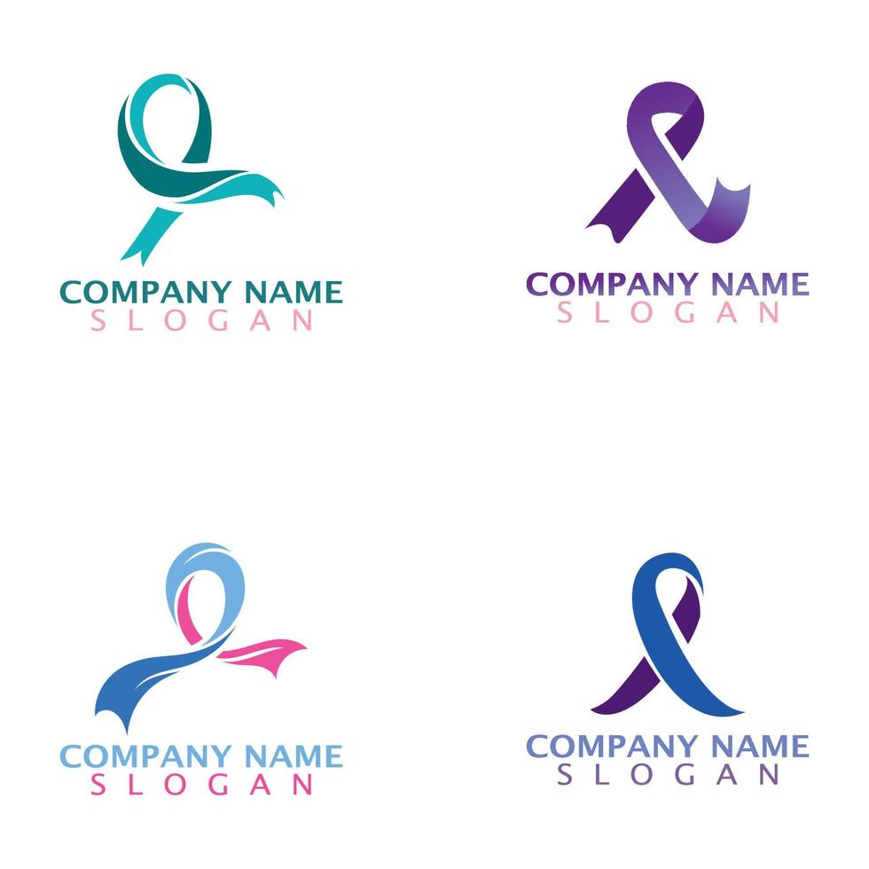 Modern style cancer awareness ribbon that indicate progress logo template vector