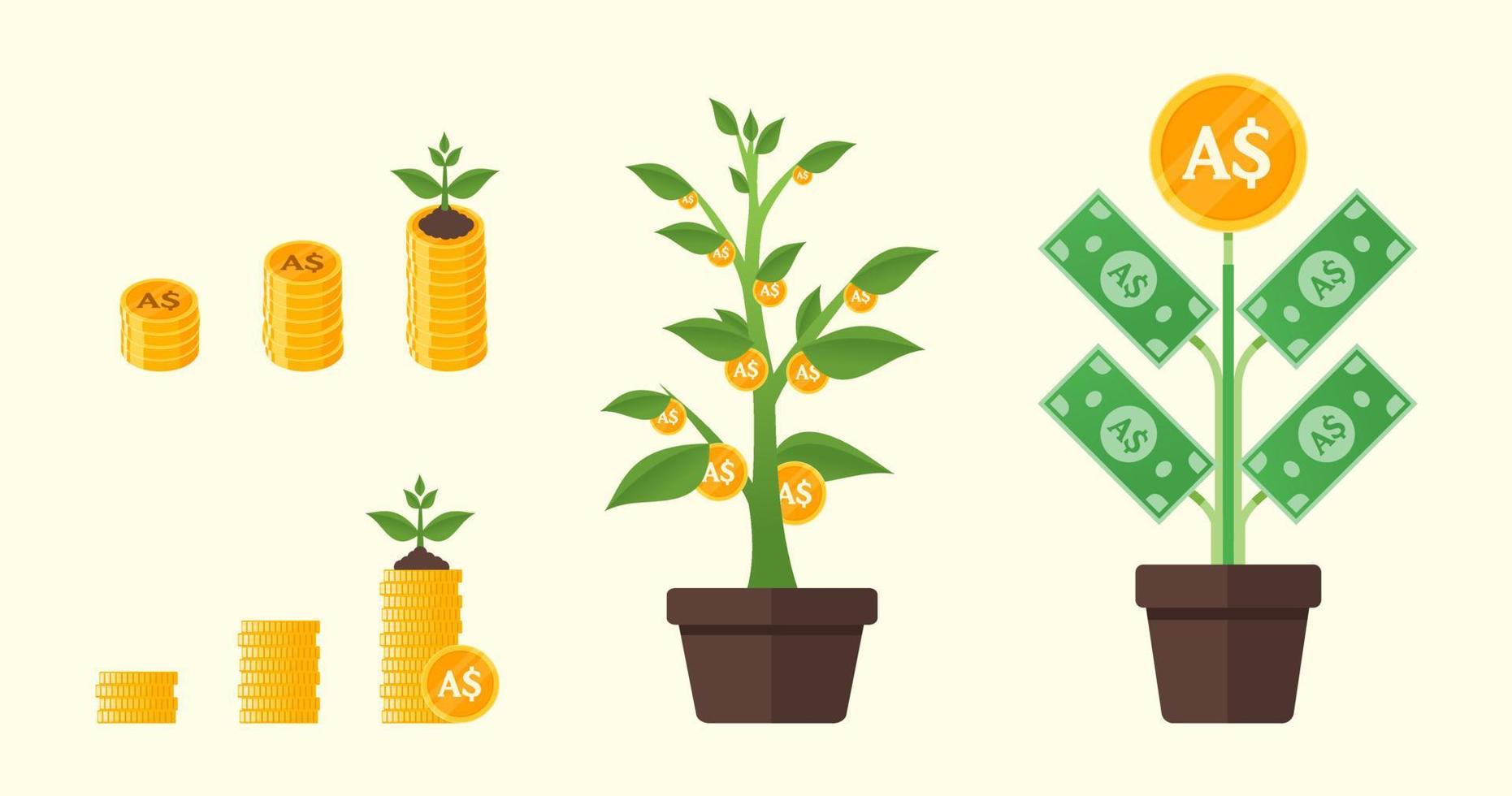 Australian Dollar Money Tree Growing vector