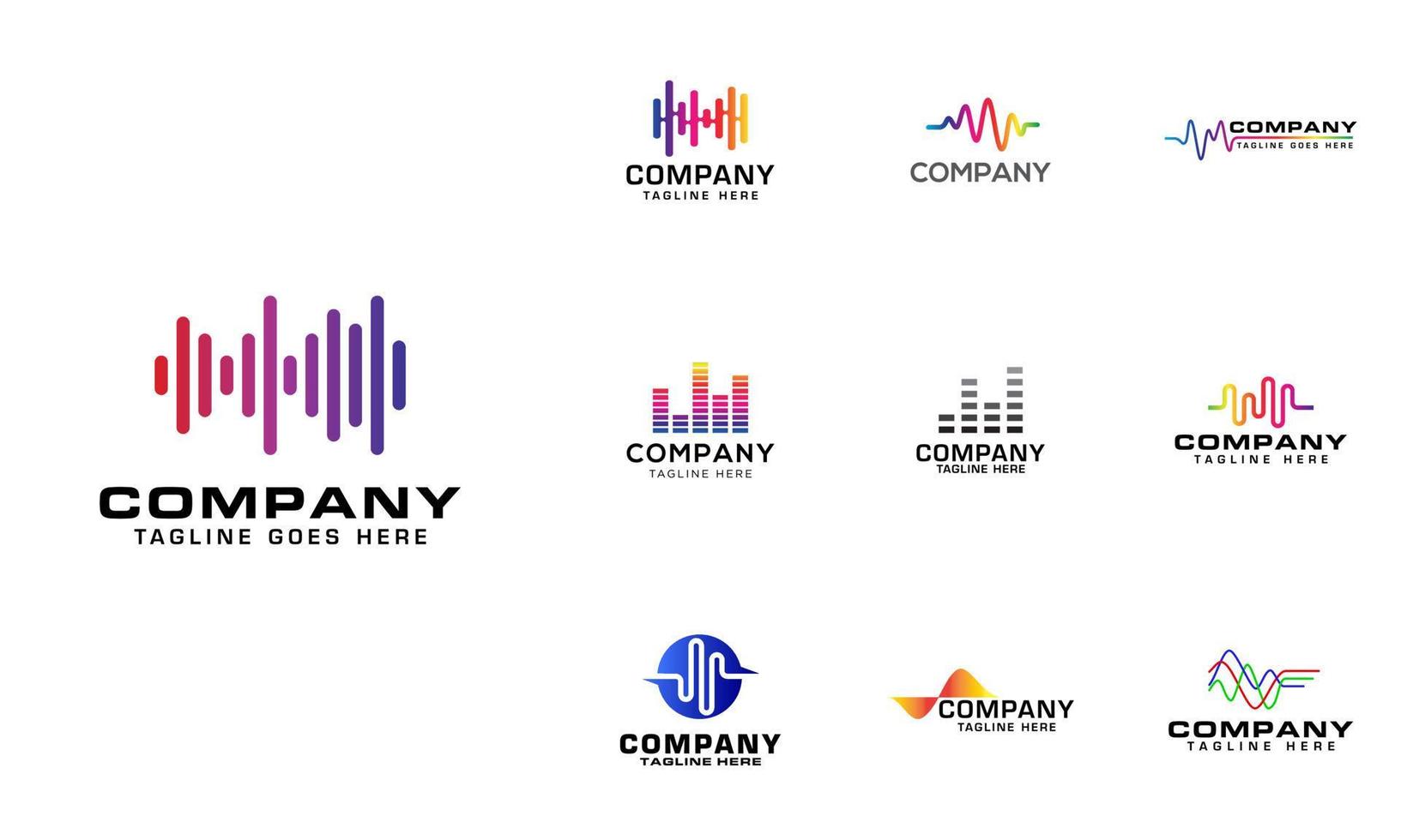 Audio wave design element set vector