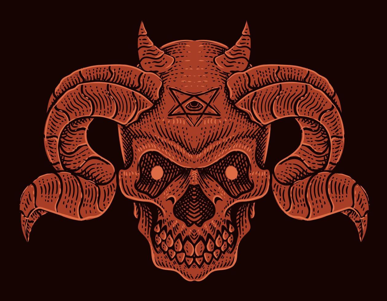 illustration vector demon skull head