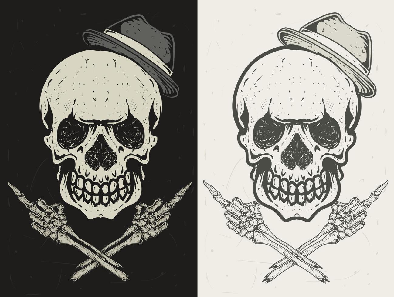 illustration vector set skull head retro style