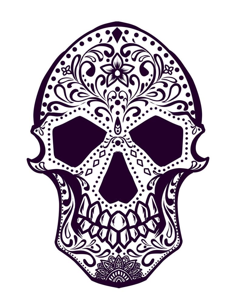 illustration vector skull head with pattern ornament style