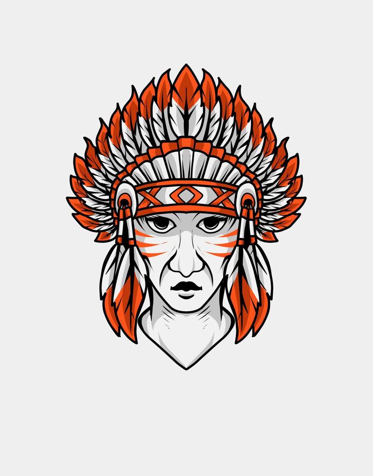 illustration vector indian apache head