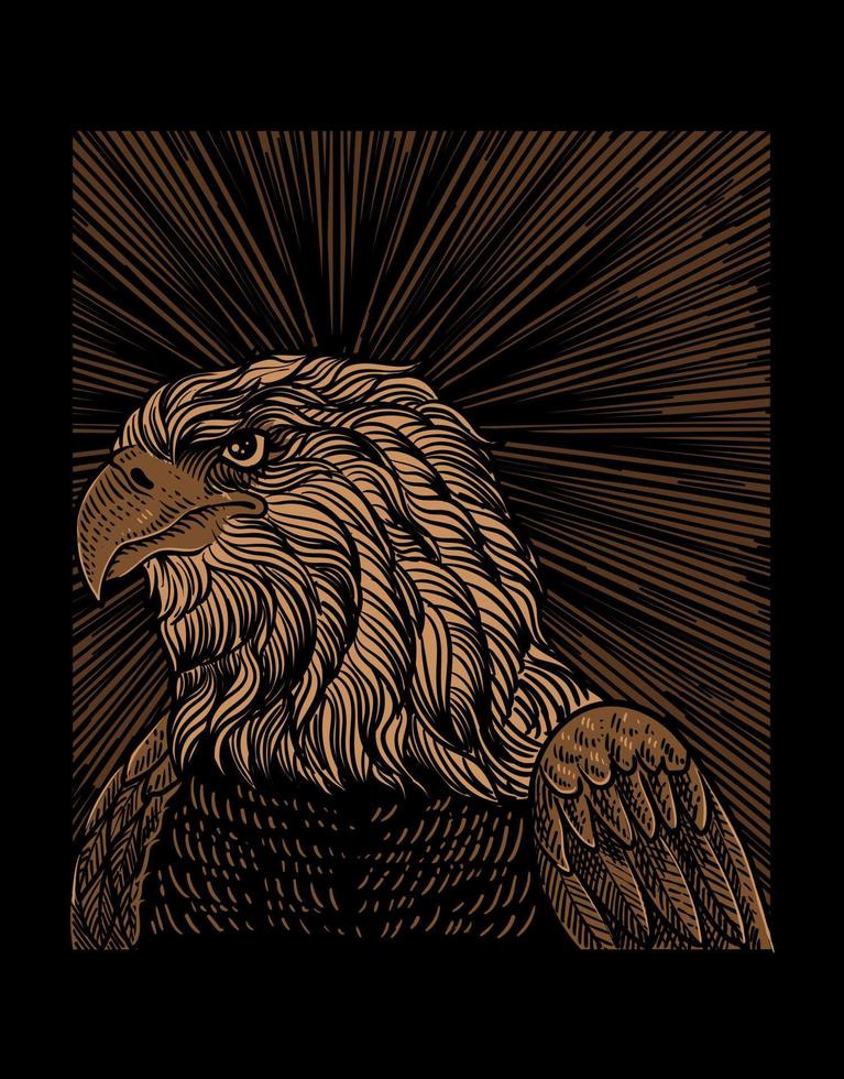 illustration vintage eagle with engraving style vector