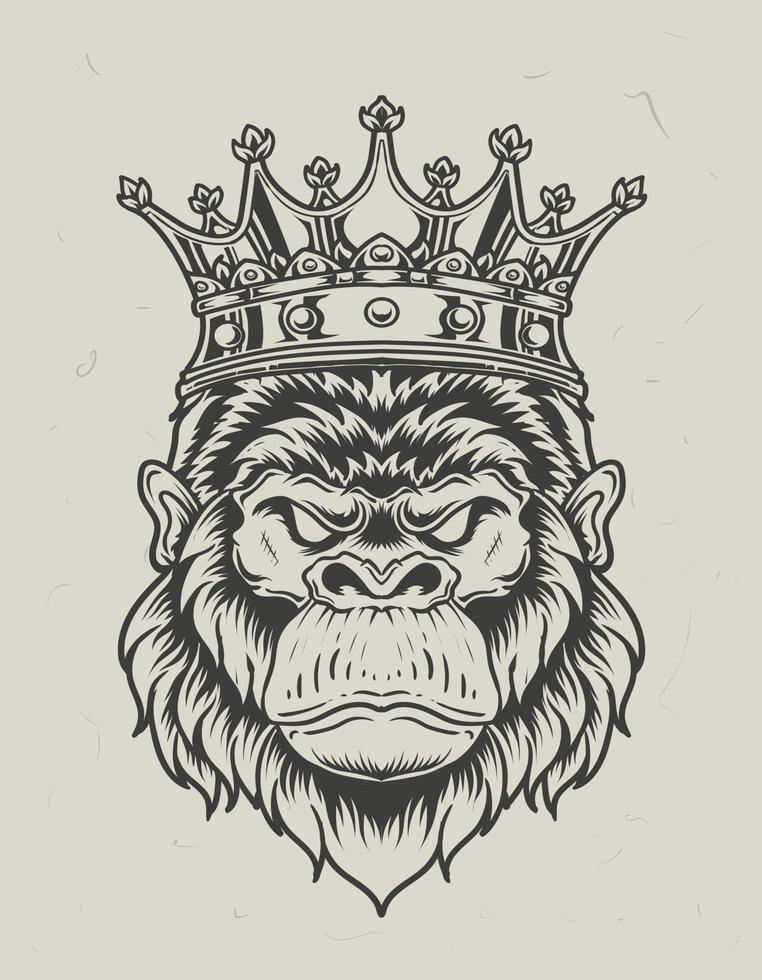 illustration vector gorilla king monochrome style