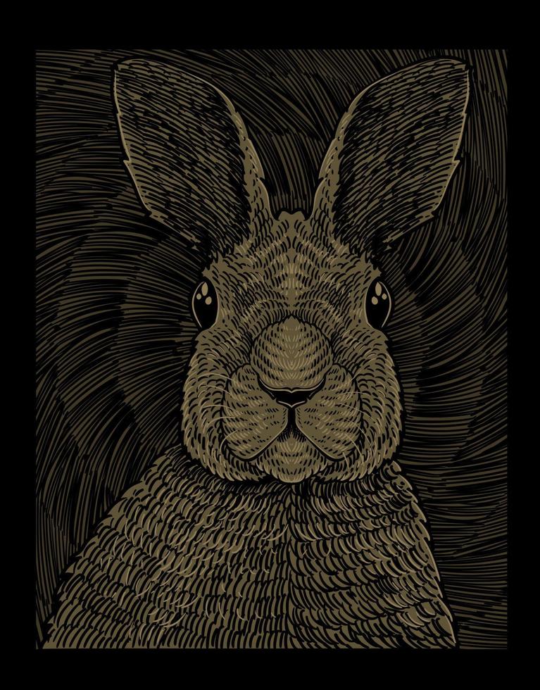 illustration vintage rabbit with engraving style vector