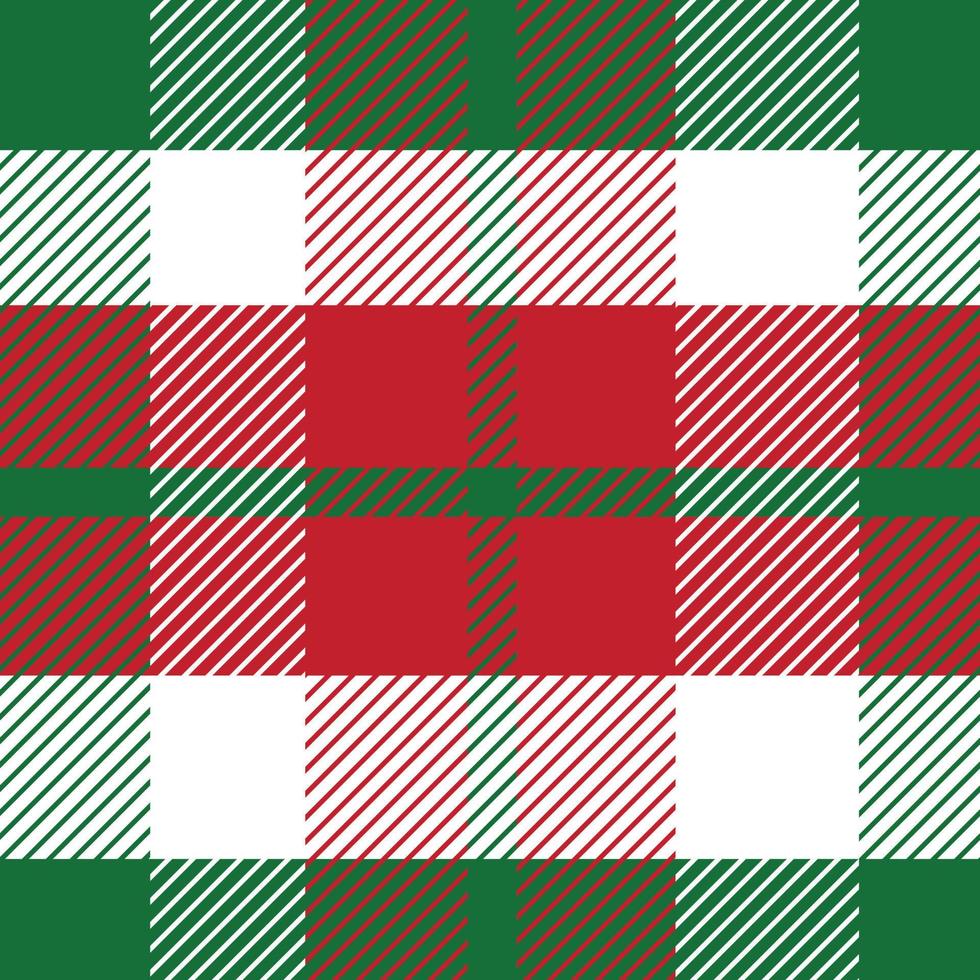 Christmas Pattern Seamless Plaid Repeat Vector With Red Green And White. Color Design for print, gift wrap, textiles, Christmas tartan backgrounds.