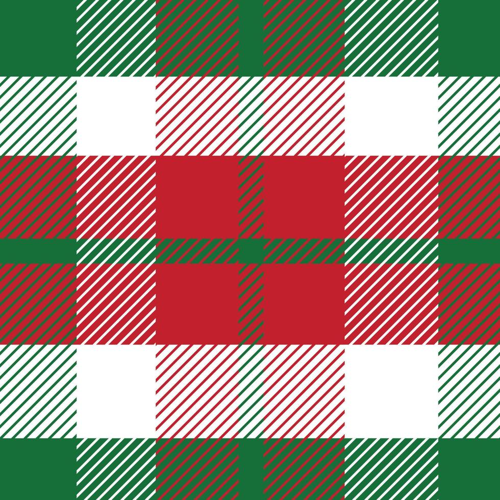 Christmas Pattern Seamless Plaid Repeat Vector With Red Green And White. Color Design for print, gift wrap, textiles, Christmas tartan backgrounds.