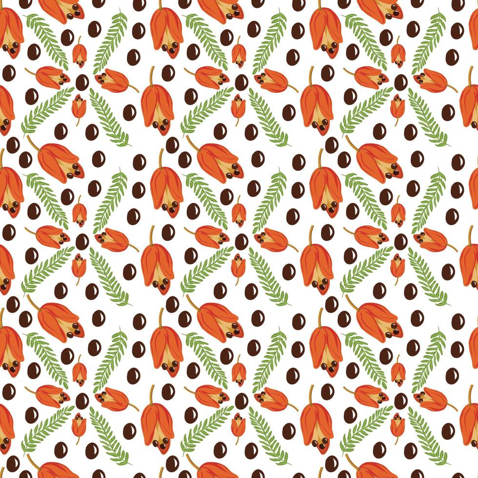 Flower and Leaf Seamless Pattern Design vector