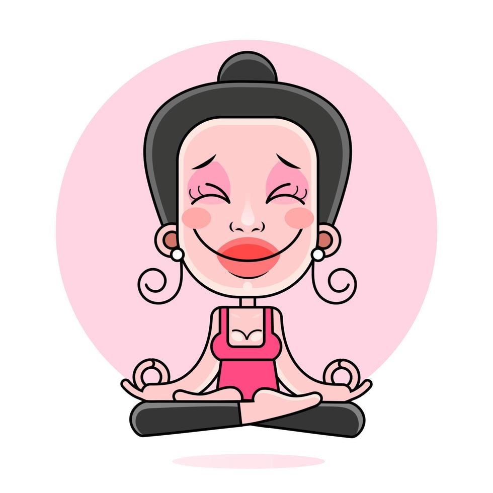 Ilustración de grunge dibujado a mano. silueta de mujer aislada sentada en posición de loto de yoga. creativo vector