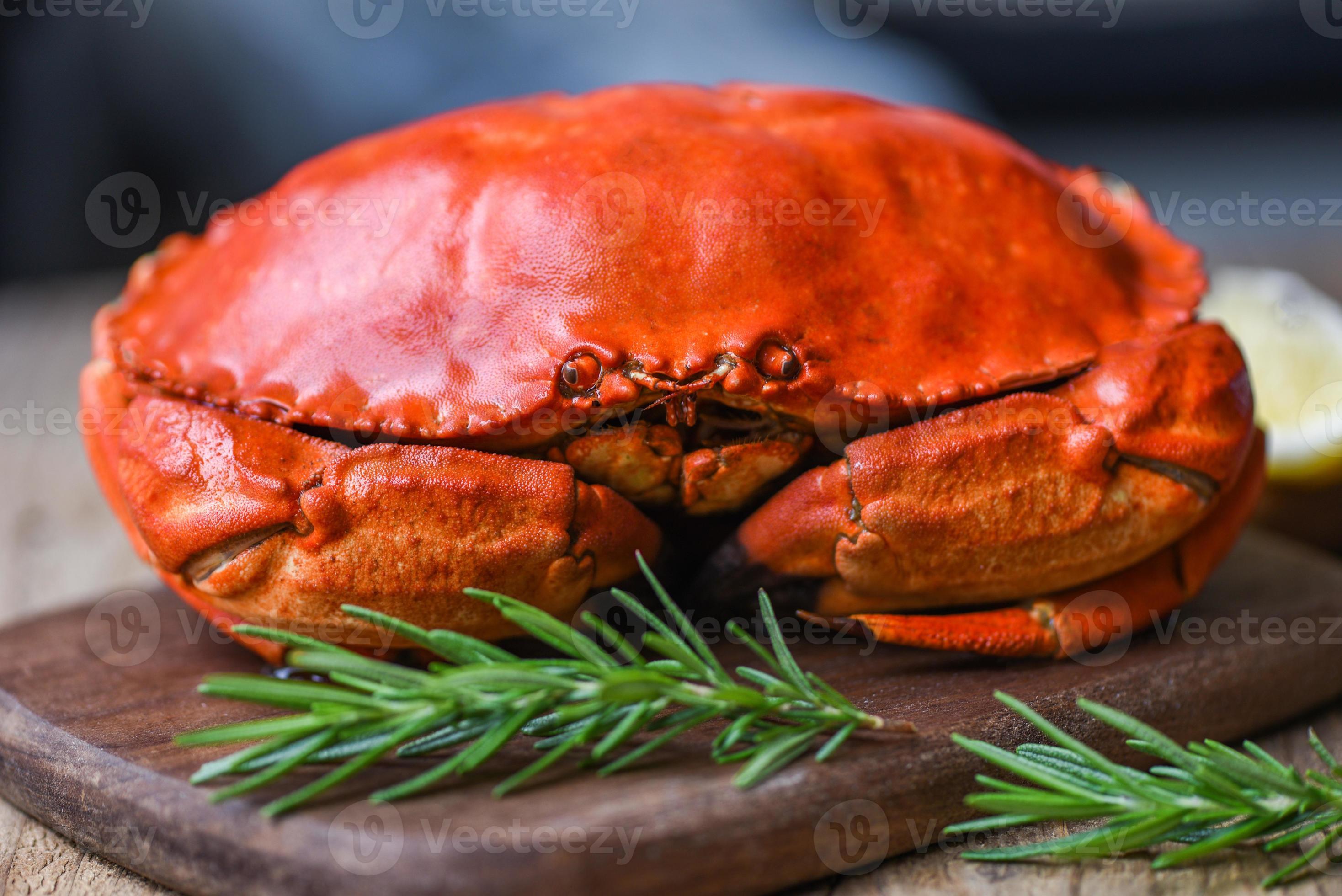 Seafood shellfish Steamed red crab or Boiled stone crab Fresh crab