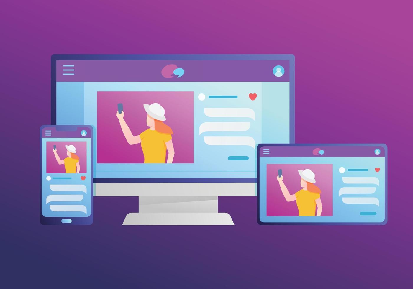 rwd responsive website development with smartphone tablet and desktop screen size vector