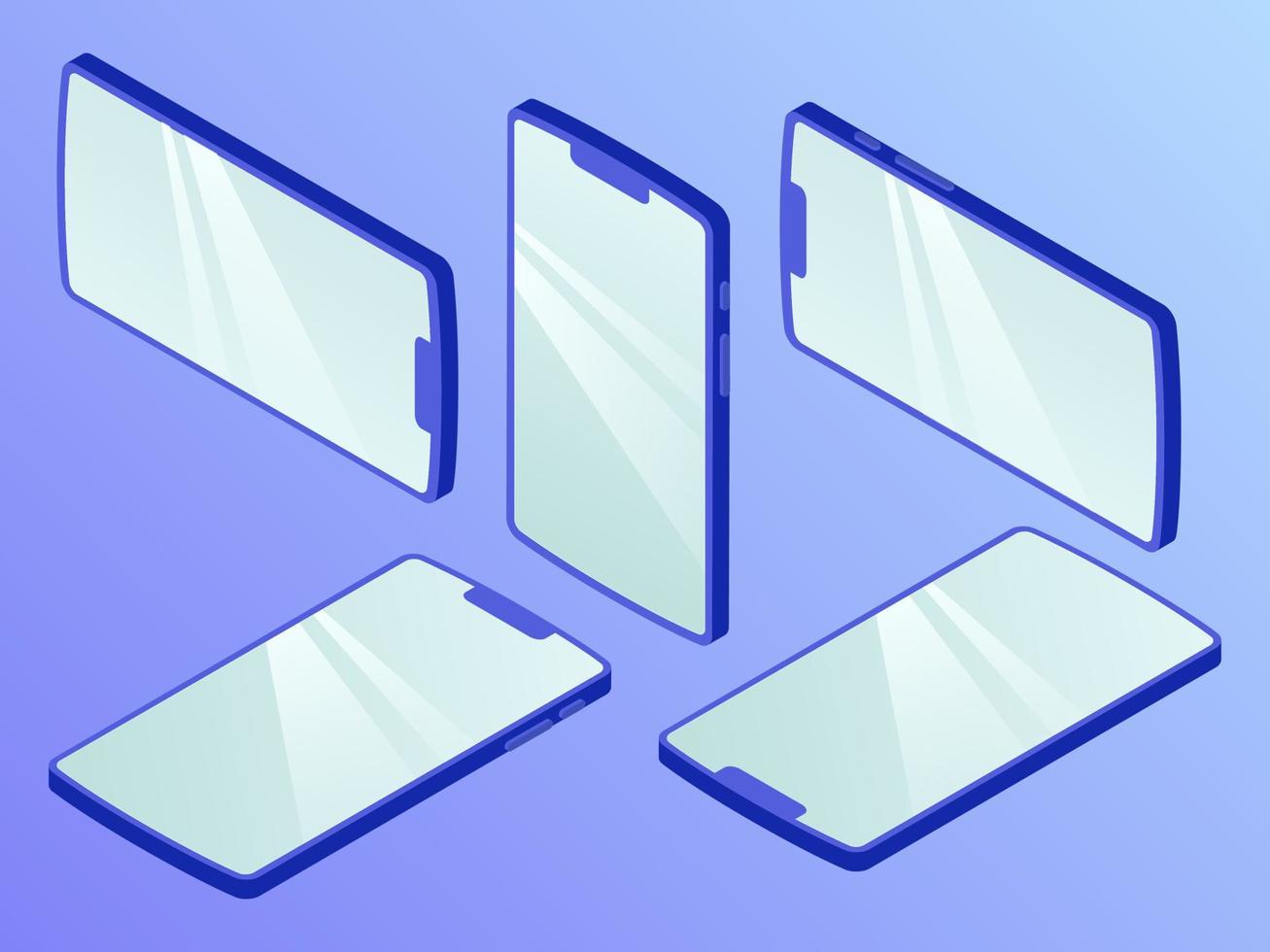smartphone set collection with various view isometric style vector