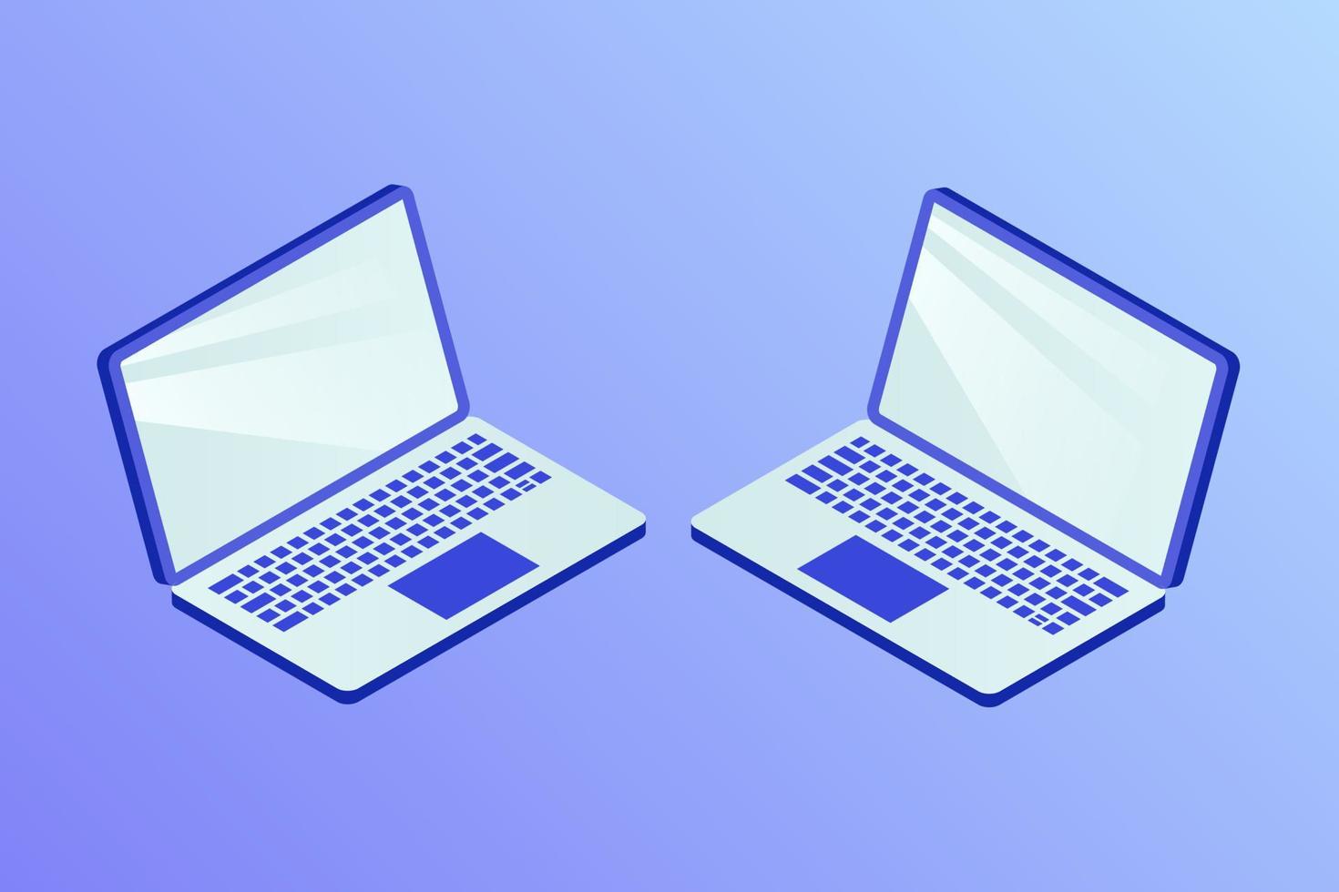 laptop or notebook isolated with side view and isometric style vector