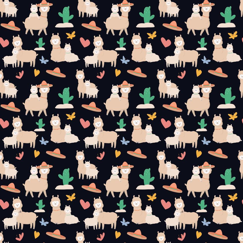 Llama Seamless Pattern Design vector