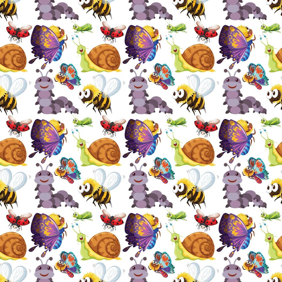 Insects Seamless Pattern Design vector