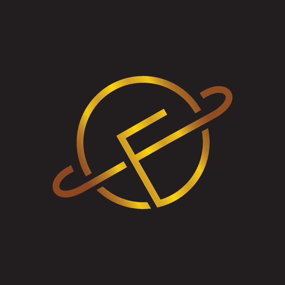 Initial F letter with planet icon vector logo illustration