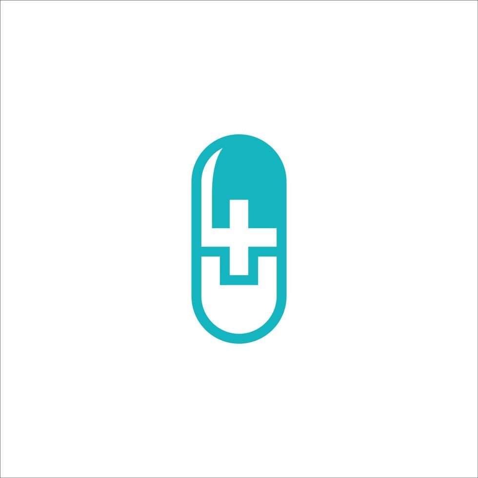 Pill icon with medical icon inside vector logo illustration