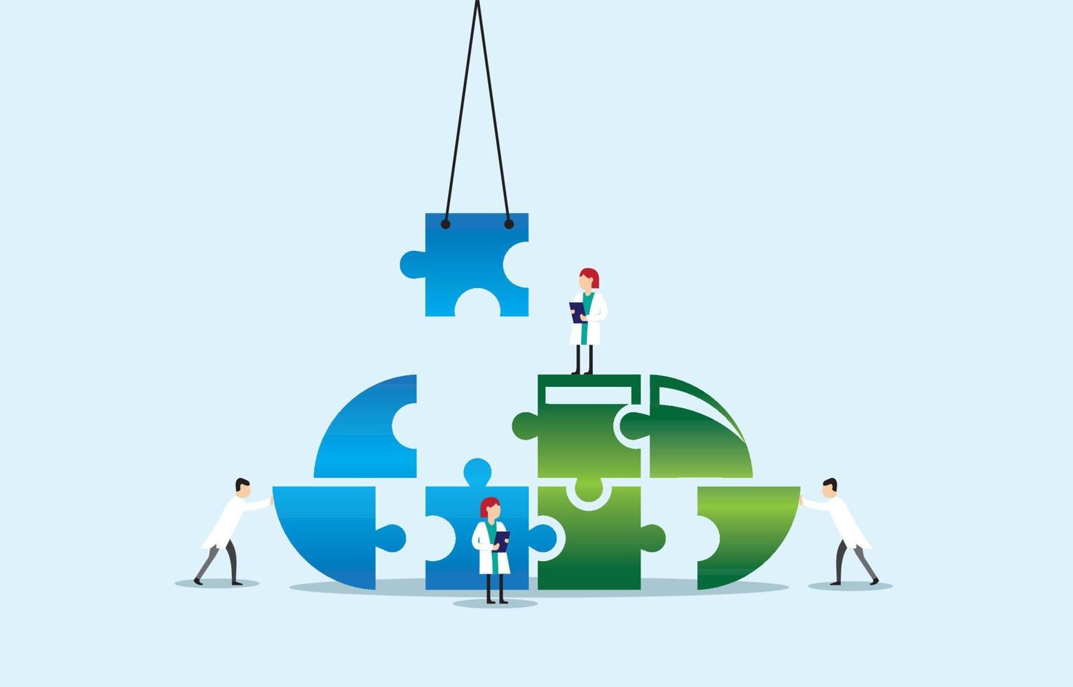 modern flat design with pill puzzle and doctor team vector design illustration