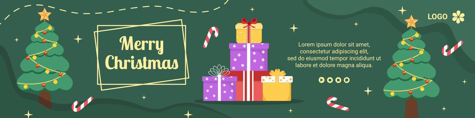 Ilustración de diseño plano de plantilla de banner de feliz día de Navidad editable de fondo cuadrado adecuado para redes sociales, tarjetas, saludos y anuncios web en Internet vector