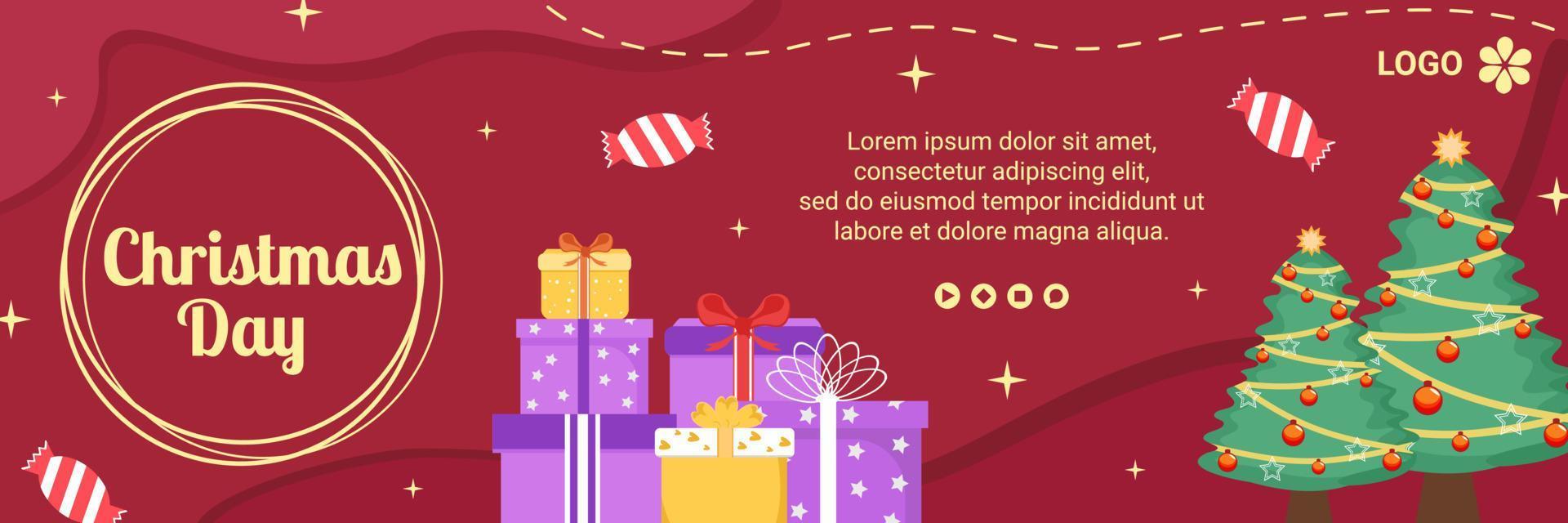 Ilustración de diseño plano de plantilla de portada de feliz día de Navidad editable de fondo cuadrado adecuado para redes sociales, tarjetas, saludos y anuncios web en Internet vector