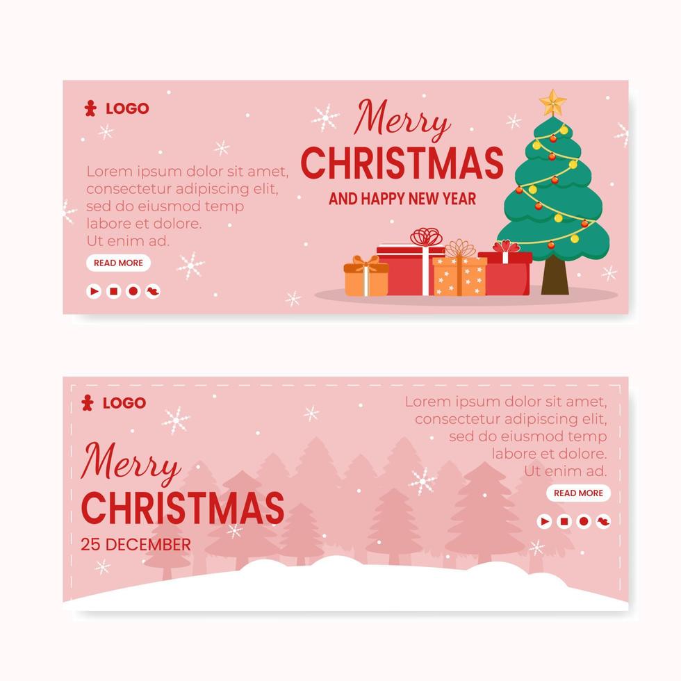 Feliz día de Navidad plantilla de banner ilustración de diseño plano editable de fondo cuadrado adecuado para redes sociales, tarjetas, saludos y anuncios web en Internet vector