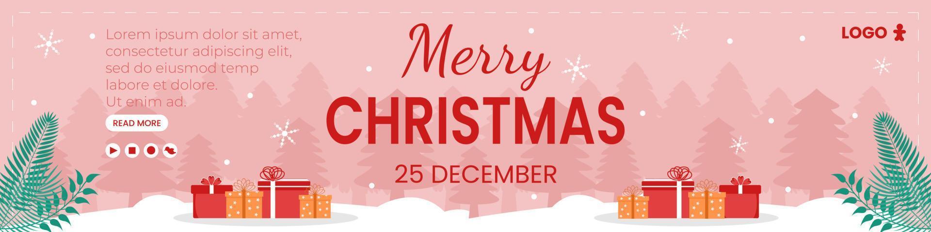 Merry Christmas Day Banner Template Flat Design Illustration Editable of Square Background Suitable for Social media, Card, Greetings and Web Internet Ads vector