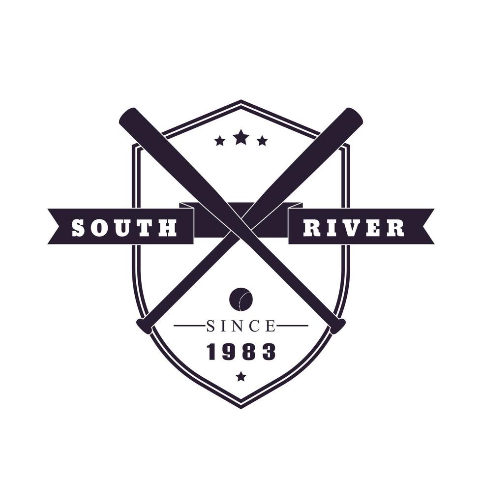Vintage Baseball t-shirt design, crossed bats on shield vector