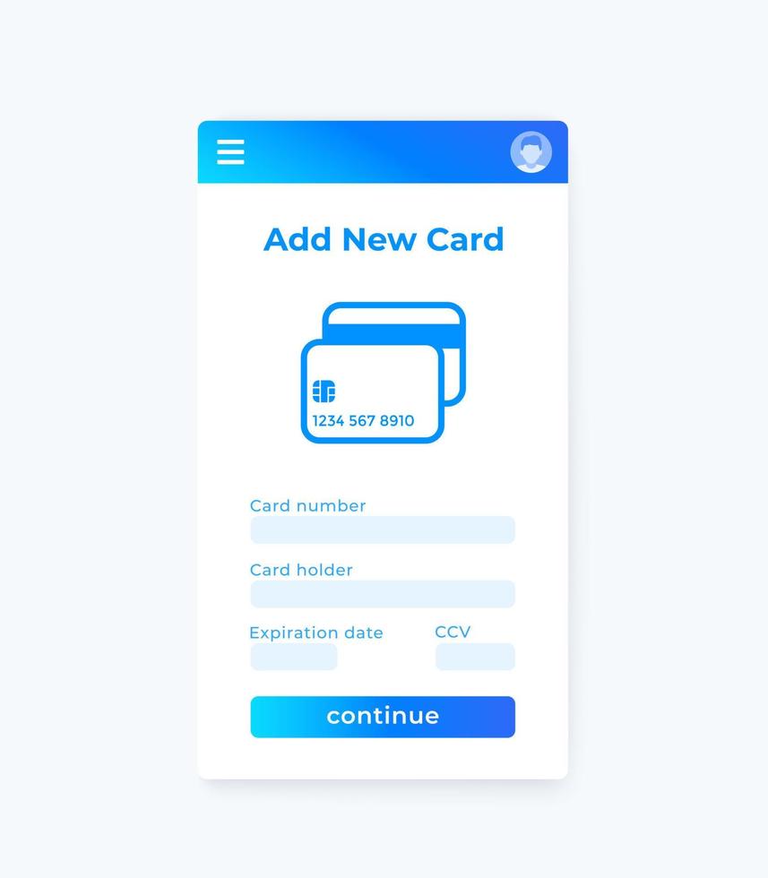 Add new card, vector mobile ui